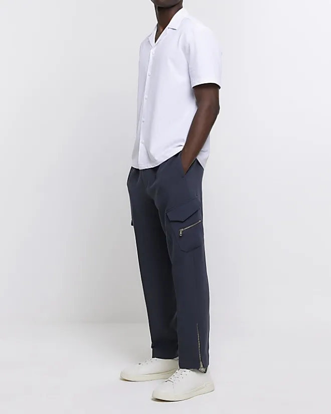 River Island Regular Fit Seersucker Revere Shirt White Best