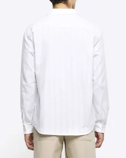 River Island regular fit striped linen blend shirt White Best