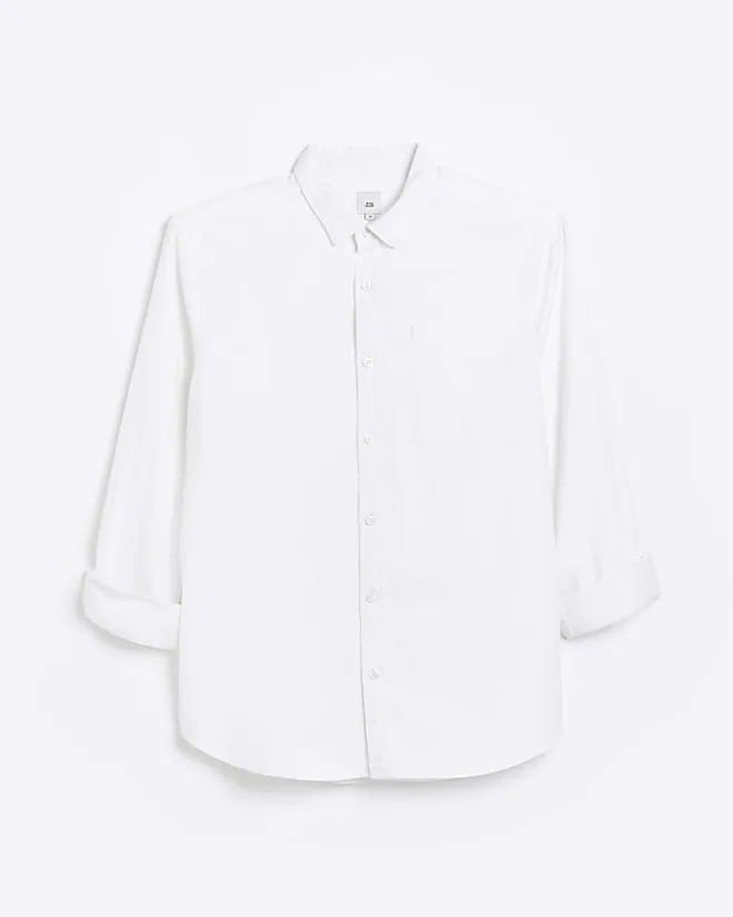 River Island regular fit twill lyocell shirt White Clearance