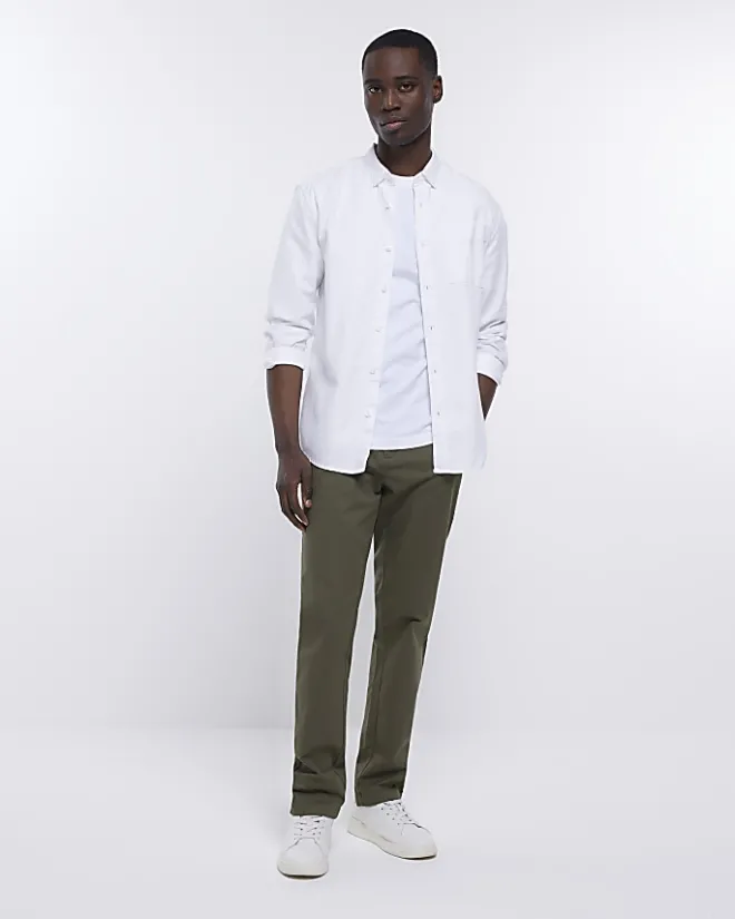 River Island regular fit twill lyocell shirt White Clearance