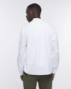 River Island regular fit twill lyocell shirt White Clearance