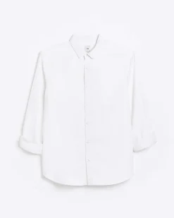 River Island regular fit twill lyocell shirt White Clearance