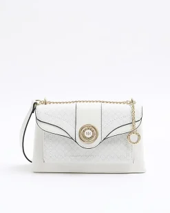 River Island RI monogram chain shoulder bag White Discount