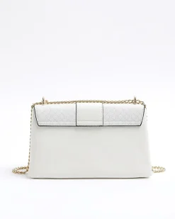 River Island RI monogram chain shoulder bag White Discount