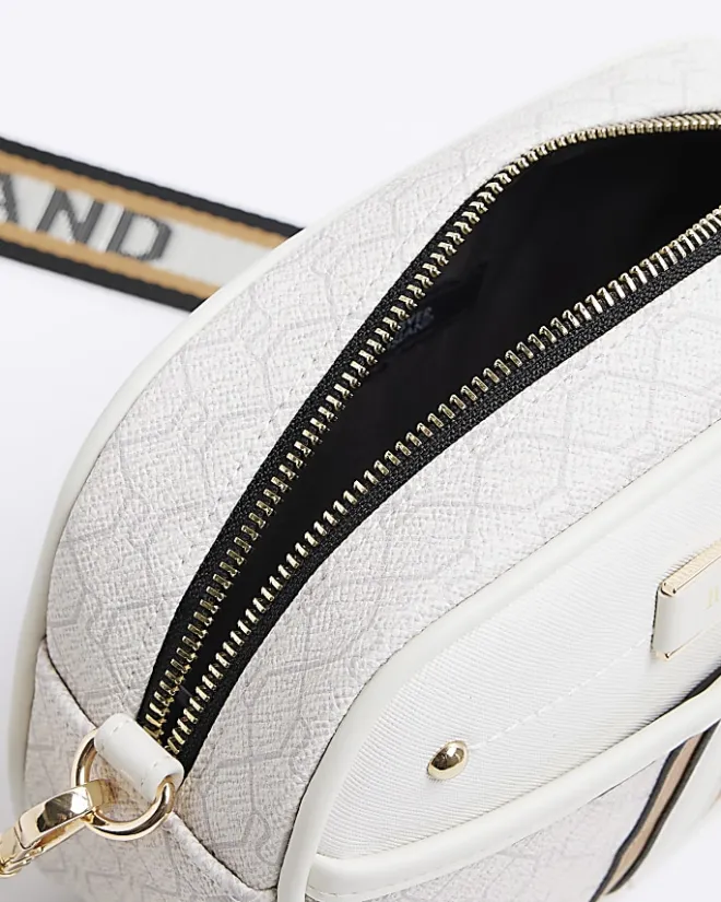 River Island RI monogram cross body camera bag White Discount
