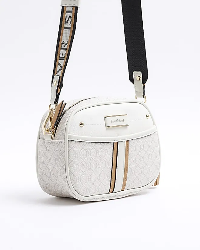 River Island RI monogram cross body camera bag White Discount