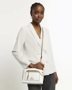 River Island RI monogram pocket cross body bag White Online