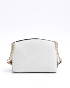 River Island RI monogram pocket cross body bag White Online