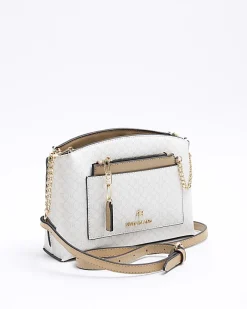 River Island RI monogram pocket cross body bag White Online