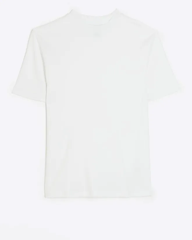 River Island RI Studio slim fit high neck t-shirt White Sale