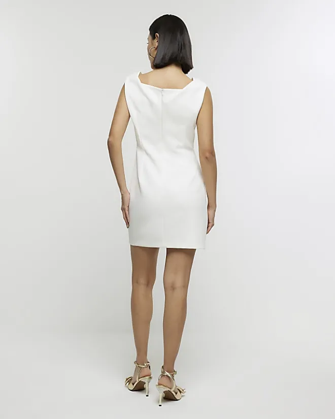 River Island ruched bodycon mini dress White Online