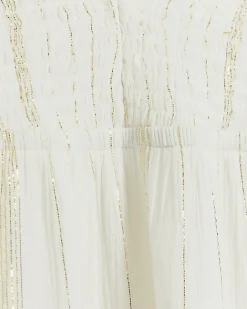 River Island shirred tiered beach mini dress White Discount