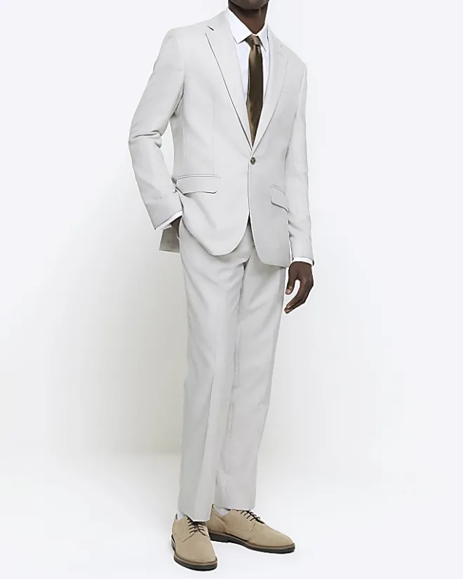 River Island slim fit double cuff smart shirt White Fashion