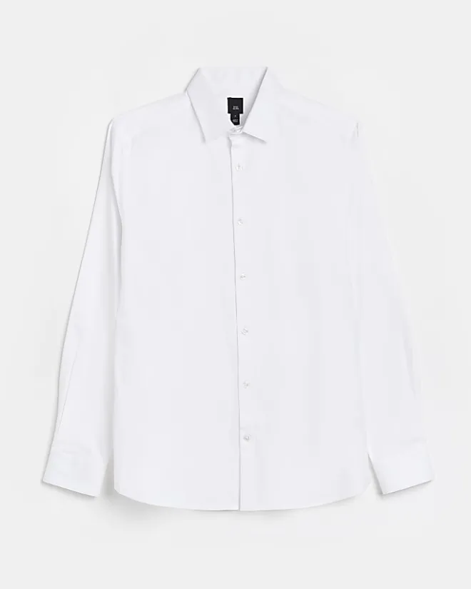 River Island slim fit easy iron shirt White Outlet