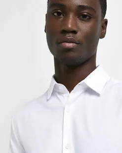River Island slim fit easy iron shirt White Outlet
