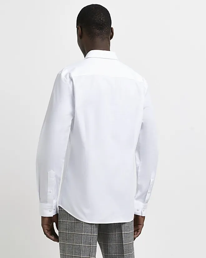 River Island slim fit easy iron shirt White Outlet