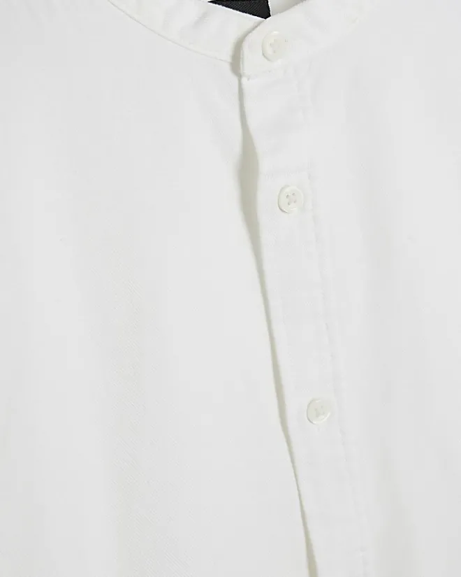 River Island slim fit grandad collar shirt White Outlet