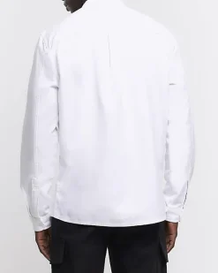 River Island slim fit grandad collar shirt White Outlet