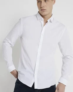 River Island slim fit long sleeve shirt White New