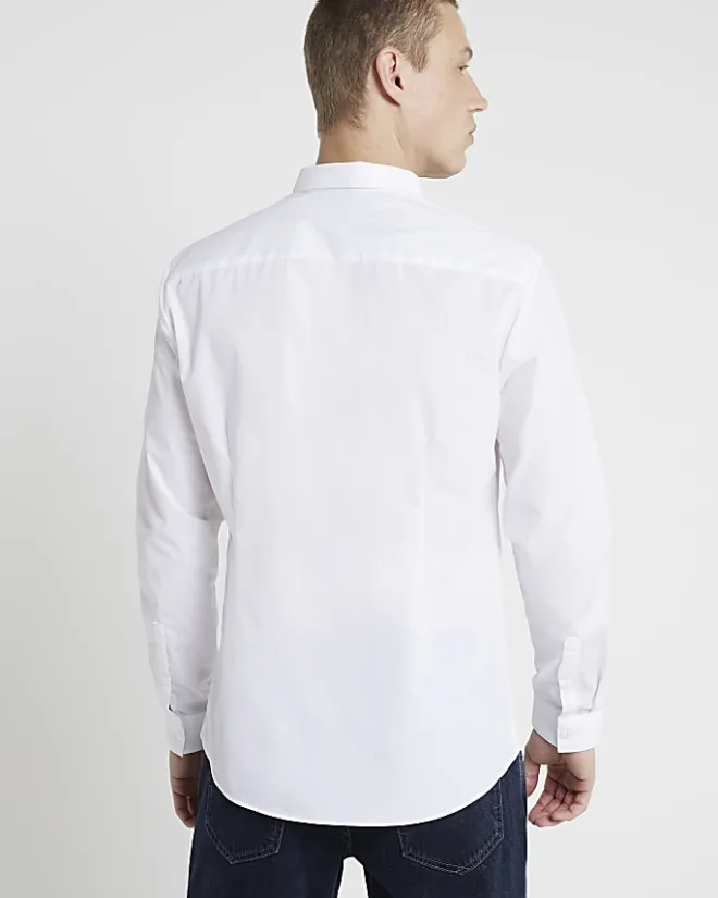 River Island slim fit long sleeve shirt White New