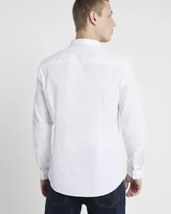 River Island slim fit long sleeve shirt White New