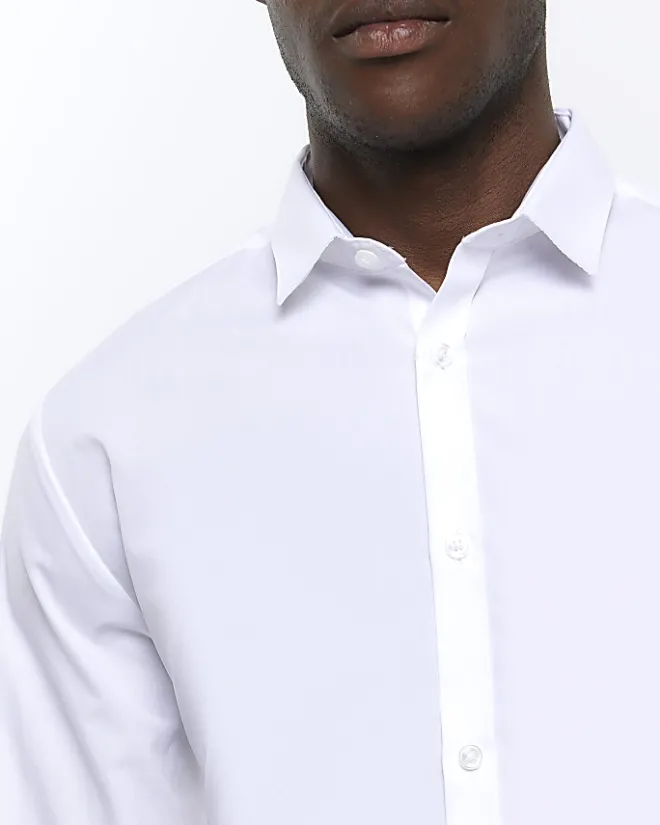 River Island slim fit multipack of 2 smart shirts White Clearance