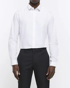 River Island slim fit multipack of 5 smart shirts White Clearance