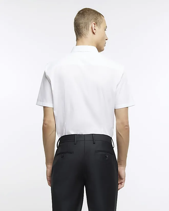 River Island slim fit short sleeve shirt White Hot