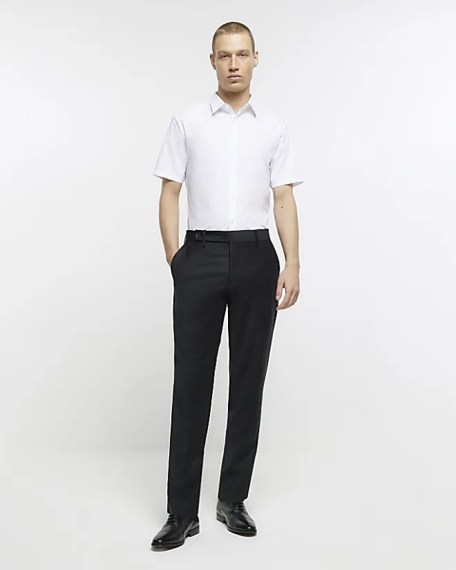 River Island slim fit short sleeve shirt White Hot