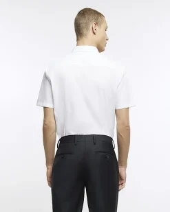 River Island slim fit short sleeve shirt White Hot