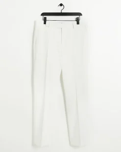 River Island slim fit tuxedo suit trousers White Best