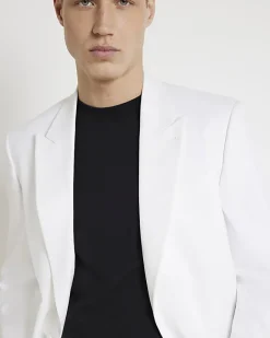River Island slim fit tuxedo suit jacket White Sale