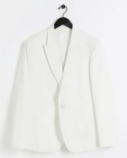 River Island slim fit tuxedo suit jacket White Sale