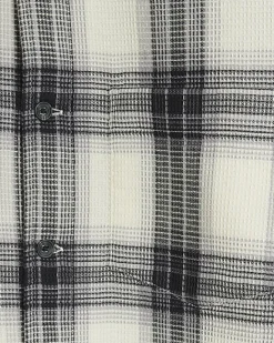 River Island slim fit waffle textured check shirt White Discount