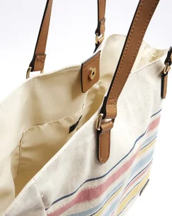 River Island canvas stripe tote bag Yellow Fashion