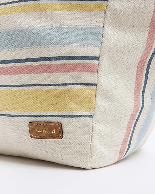 River Island canvas stripe tote bag Yellow Fashion