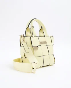 River Island chunky weave small tote bag Yellow Fashion