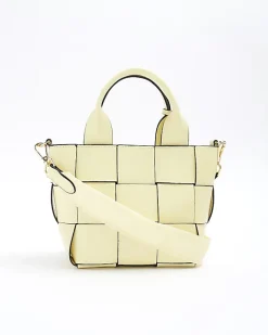 River Island chunky weave small tote bag Yellow Fashion