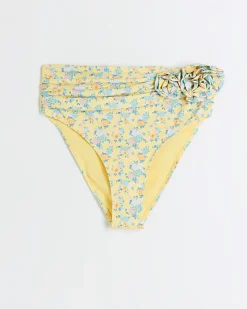 River Island high wasted corsage bikini bottoms Yellow Fashion