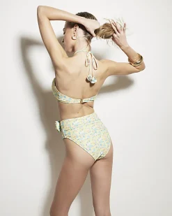 River Island high wasted corsage bikini bottoms Yellow Fashion