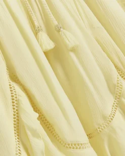 River Island lace sleeve beach mini dress Yellow Sale