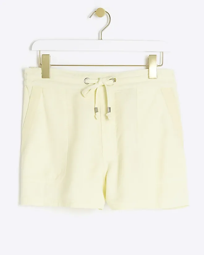 River Island lyocell drawstring shorts Yellow Fashion