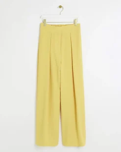 River Island pleated wide leg trousers Yellow Hot