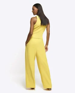River Island pleated wide leg trousers Yellow Hot
