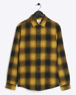 River Island regular fit check shirt Yellow Sale