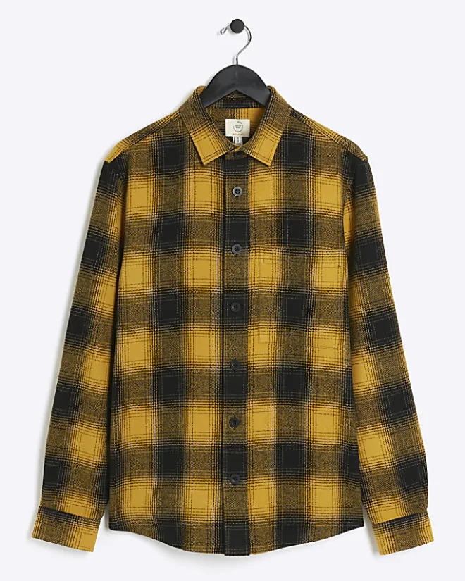 River Island regular fit check shirt Yellow Sale