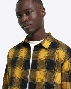 River Island regular fit check shirt Yellow Sale