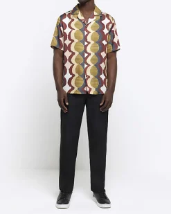 River Island Yellow regular fit geometric revere shirt White Online