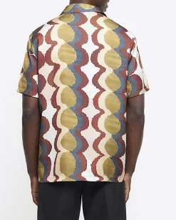 River Island Yellow regular fit geometric revere shirt White Online