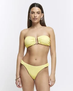 River Island textured bandeau bikini top Yellow Best